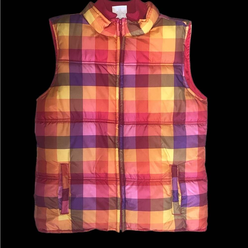 Crazy 8 Multicolored Plaid Puffer Vest NWOT Size XL/14